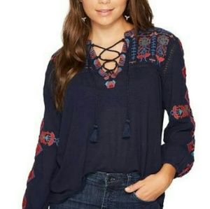 Lucky Brand Womens Blouse Top Long Sleeve Size Med